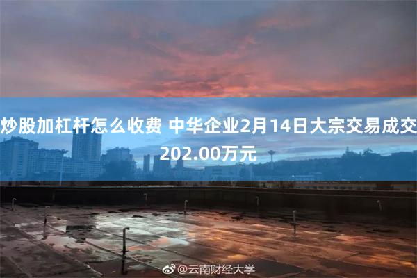 炒股加杠杆怎么收费 中华企业2月14日大宗交易成交202.00万元