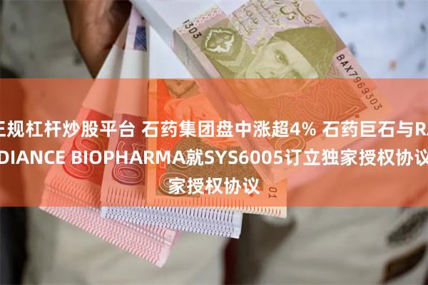 正规杠杆炒股平台 石药集团盘中涨超4% 石药巨石与RADIANCE BIOPHARMA就SYS6005订立独家授权协议