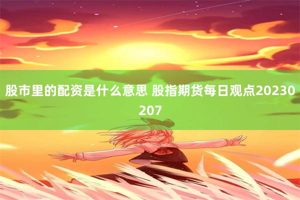 股市里的配资是什么意思 股指期货每日观点20230207